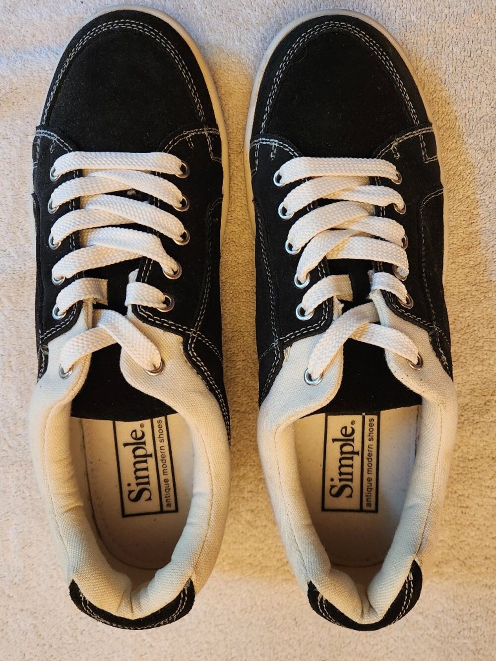 Simple O.S. Black/White Skate Sneakers Vintage Men's US 12